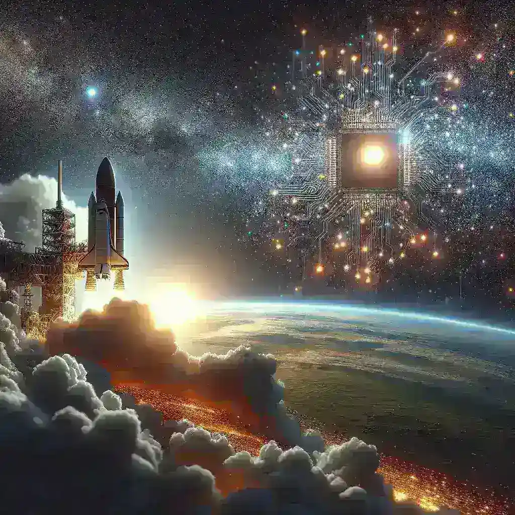 "Rocket launching into space against a clear sky, illustrating the impact of launcher emissions on space computing technology in the article 'Why Launcher Emissions Remain a Hurdle for Space Computing.'"