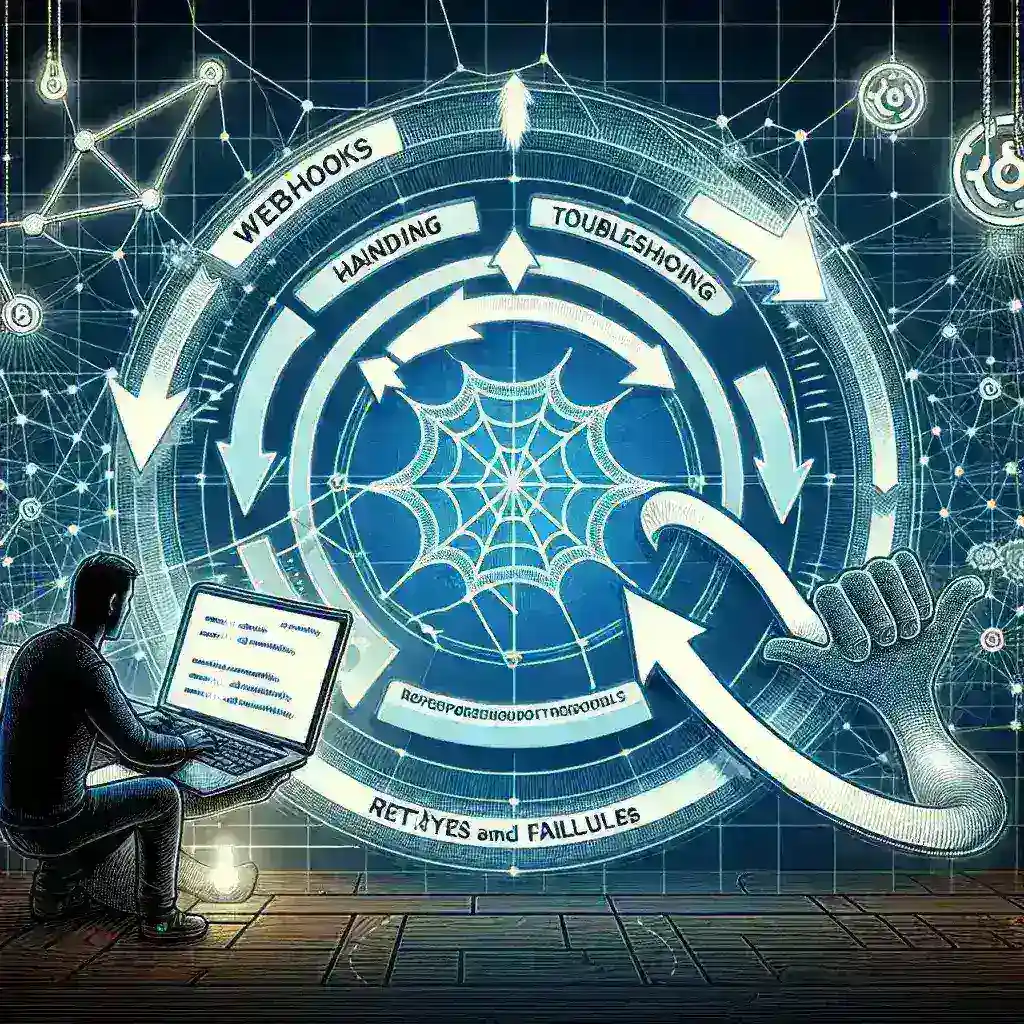 "Illustration depicting effective strategies for managing webhook retries and failures, showcasing key solutions for developers in web application integration."